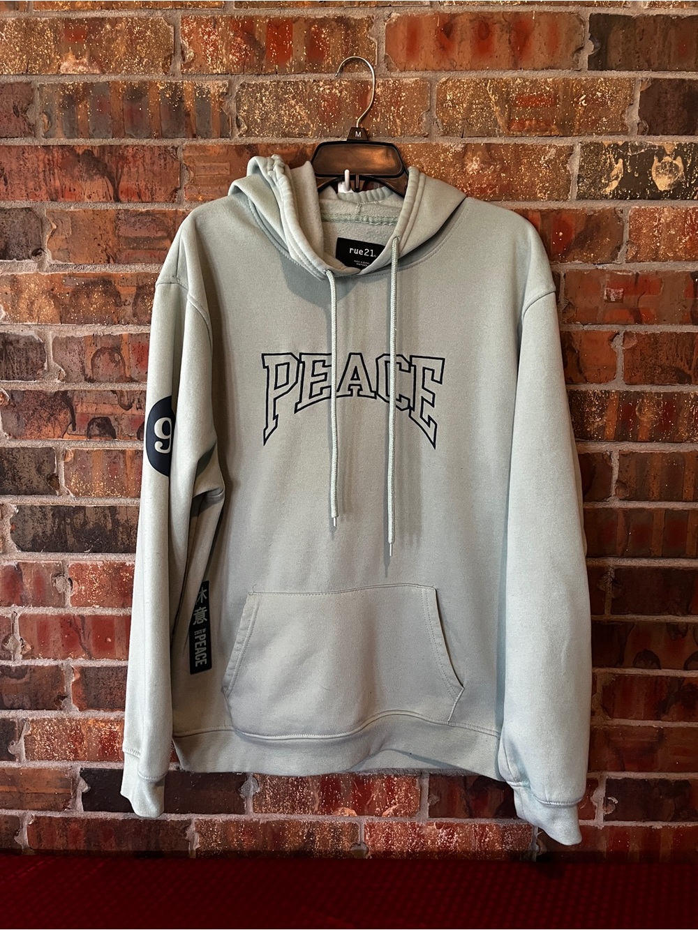 Rue21 Men’s Peace Graphic Hoodie - Light Sage Size:L